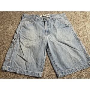 Vintage Levis Red Tab Mens Carpenter Jean Shorts Size 33 Waist Light Blue